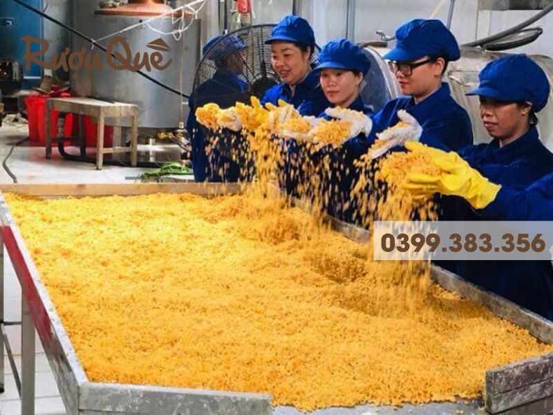 Hình ảnh quy trình nấu rượu ngô men lá truyền thống