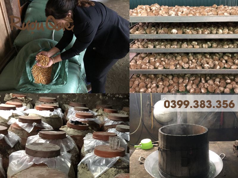 Hình ảnh quy trình chưng cất rượu ngô men lá
