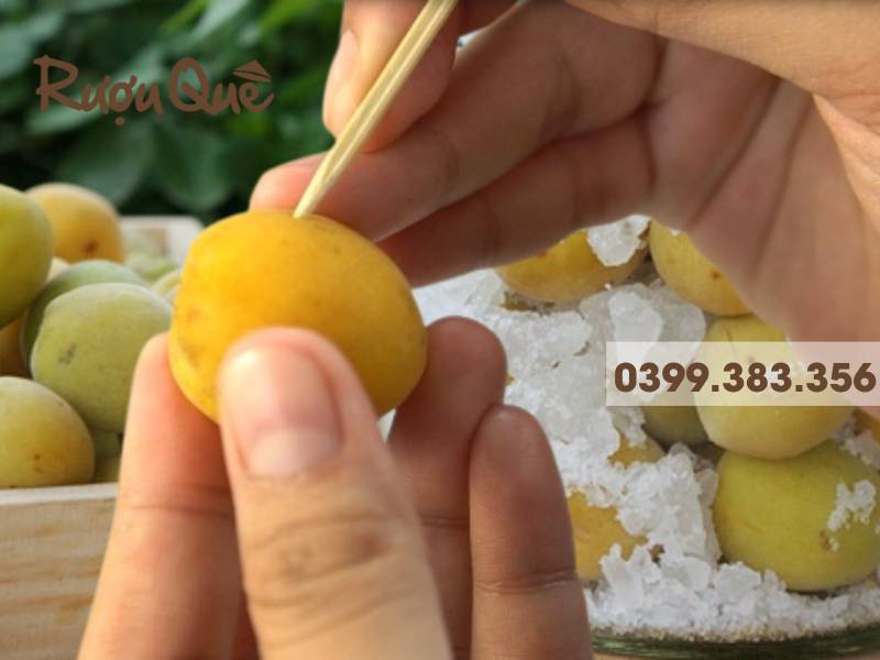 Hướng dẫn ngâm rượu mơ truyền thống, khứa nhẹ quả mơ trước khi ngâm